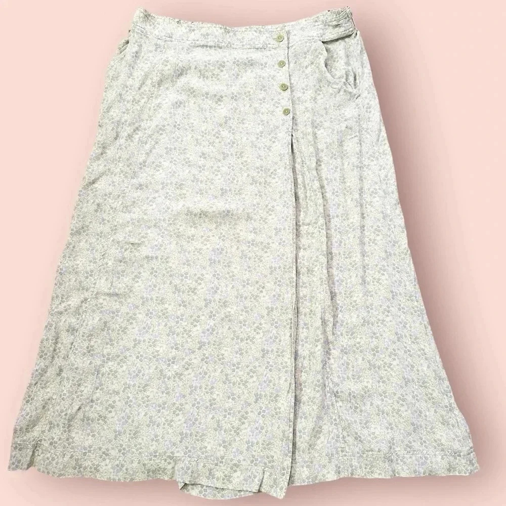 Eddie Bauer Floral Cream Skirt